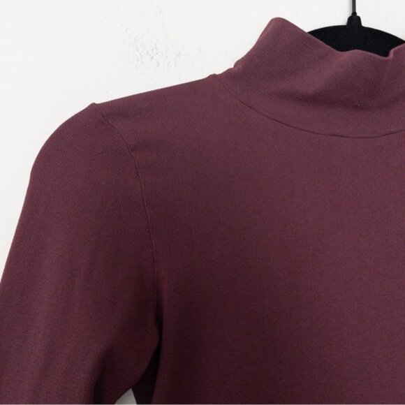 NWT Free People Like I Do Backless Cutout Mockneck Top M/L Mauve Wine Stretch - Picture 8 of 10